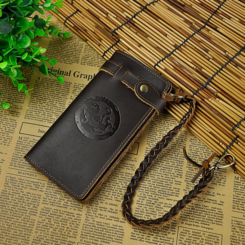 Men's Top Layer Crazy Horse Skin Cowhide Retro Long With Men's Wallets