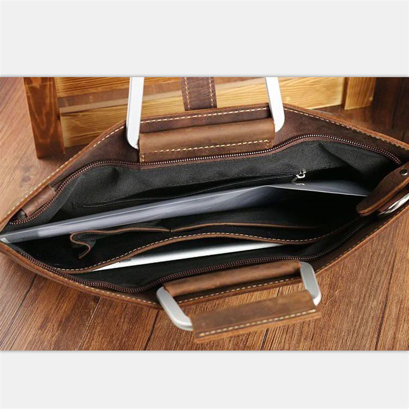 Men's Horse Leather Horizontal British Retro First Layer Men's Handbags