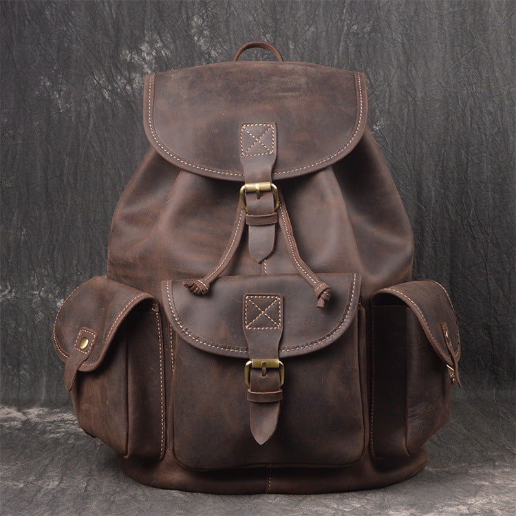 Women's & Men's & Leather Crazy Horse Personality Large Backpacks