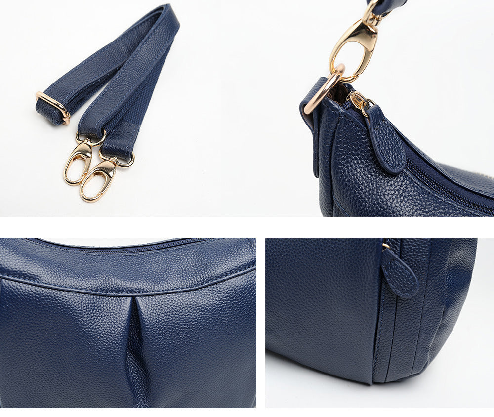 Women's Style Fashionable Pleated Portable Top Layer Shoulder Bags