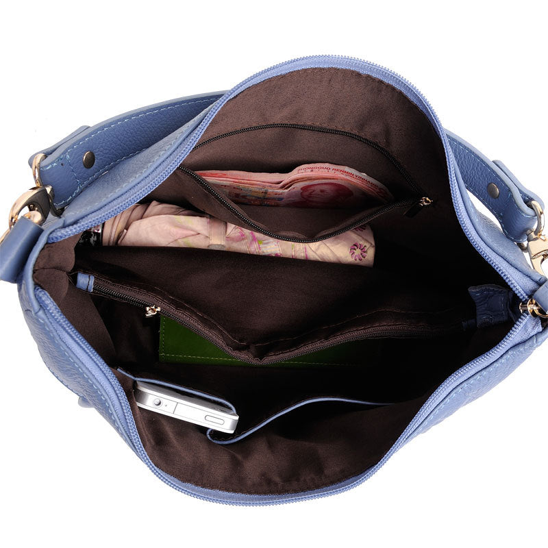Women's Style Fashionable Pleated Portable Top Layer Shoulder Bags