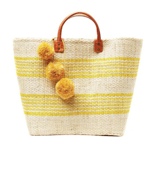 Trendy Handmade Bohemian Holiday Striped Pompon Handbags