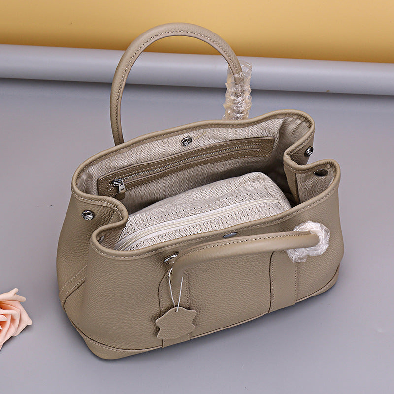 Women's Lychee Pattern Vintage Stylish Genuine Leather Handbags