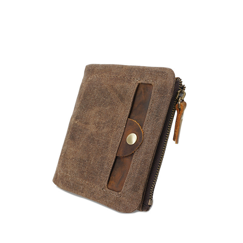 Men's Source Point Canvas Short Handmade Waterproof Men's Wallets