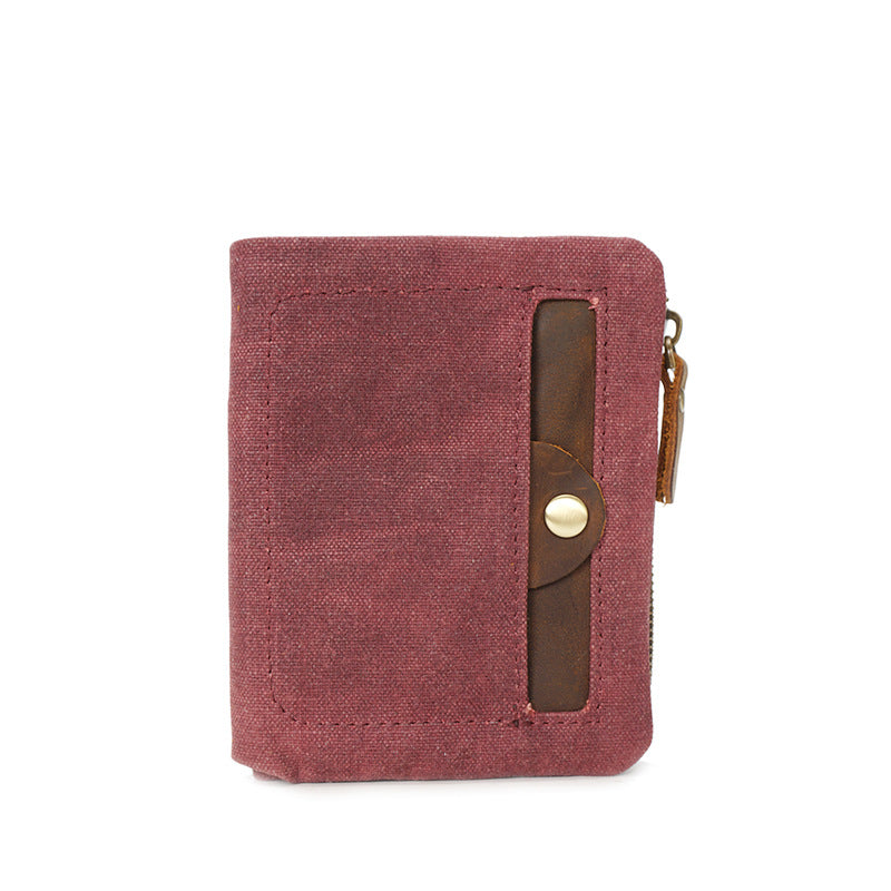 Men's Source Point Canvas Short Handmade Waterproof Men's Wallets