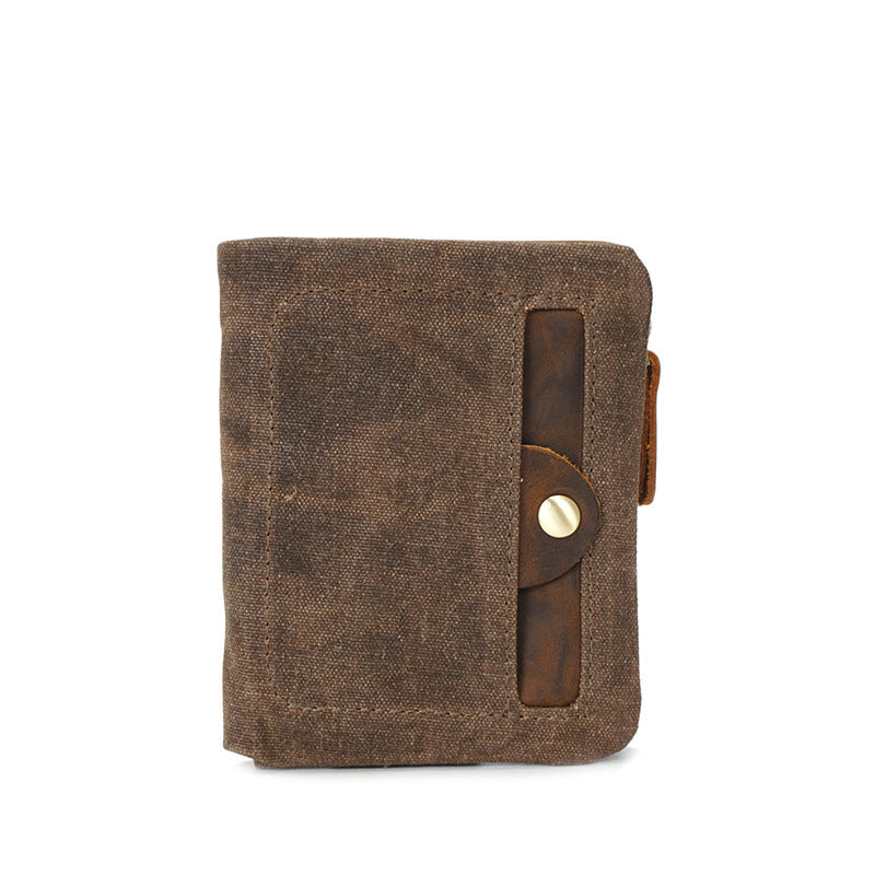 Men's Source Point Canvas Short Handmade Waterproof Men's Wallets