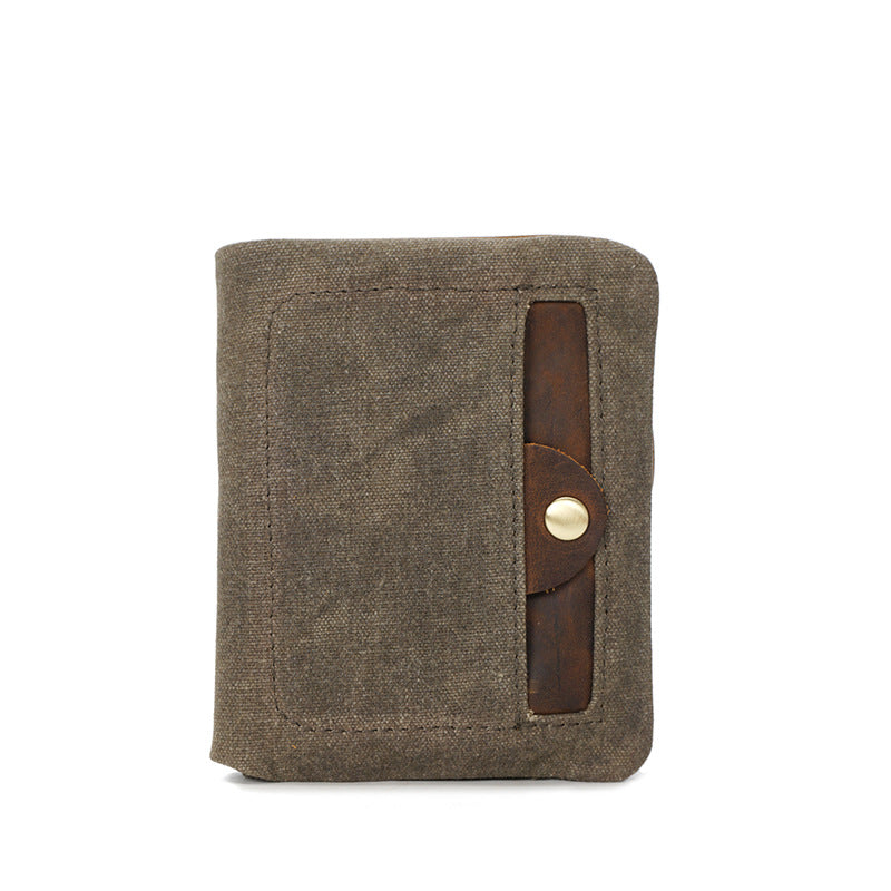 Men's Source Point Canvas Short Handmade Waterproof Men's Wallets