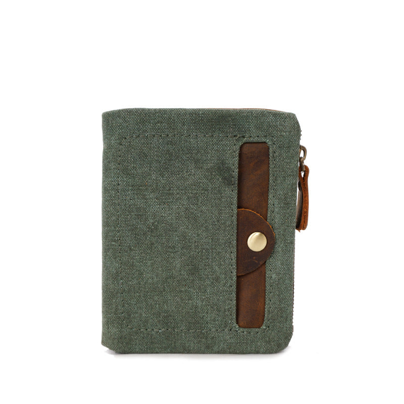 Men's Source Point Canvas Short Handmade Waterproof Men's Wallets