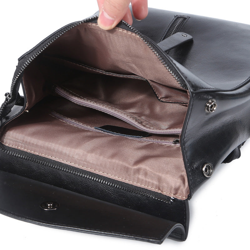 Women's Oil Wax Leather Genuine Korean Fashion Backpacks