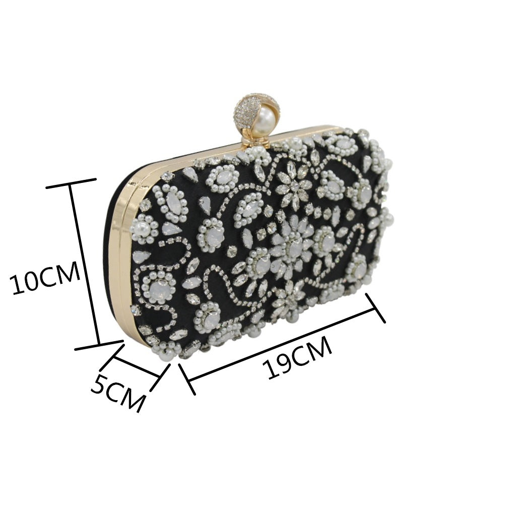Women's Retro Diamonds Handmade Beaded Banquet Clutch Dress Bags