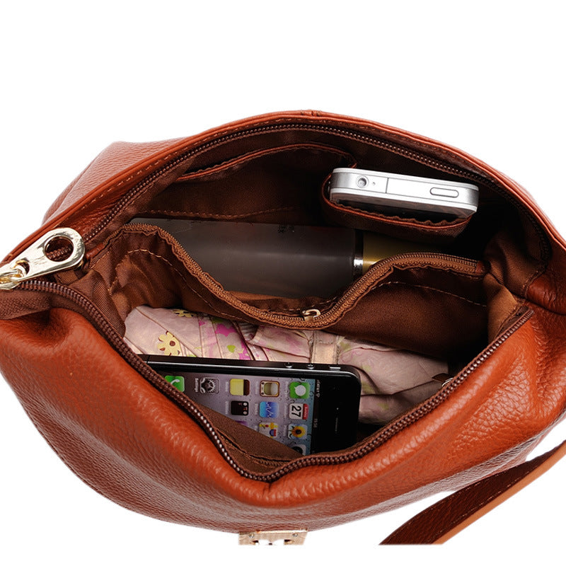 Women's Retro First Layer Cowhide Twist Genuine Crossbody Bags