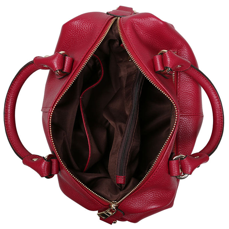 Women's Boston Portable Top Layer Cowhide Leather Handbags