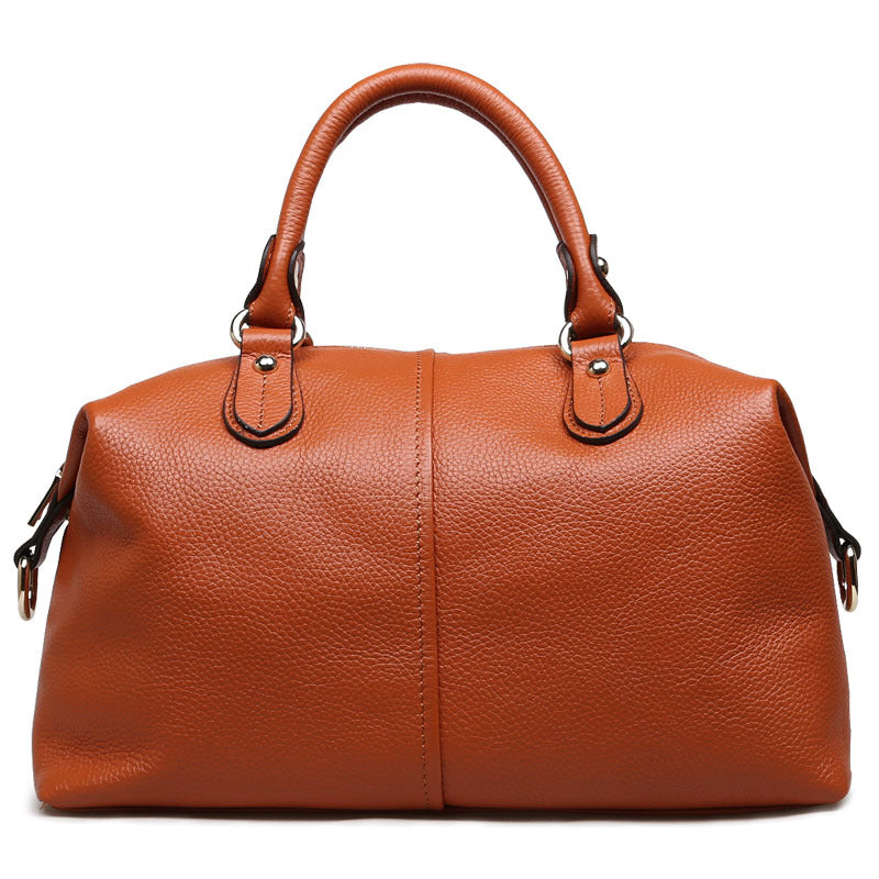 Women's Boston Portable Top Layer Cowhide Leather Handbags