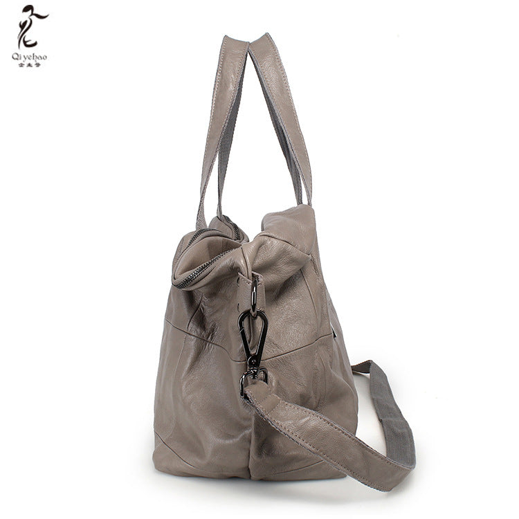 Women's Capacity Korean Style First Layer Cowhide Shoulder Bags
