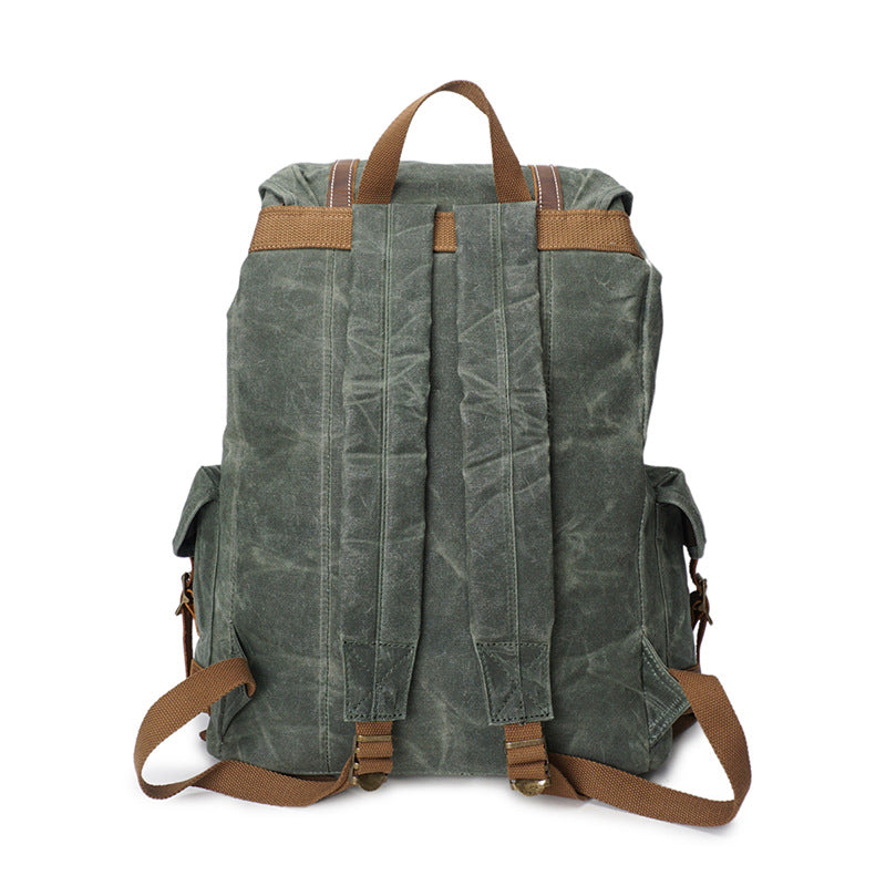 Men's Canvas Crazy Horse Leather Oil Wax Backpacks