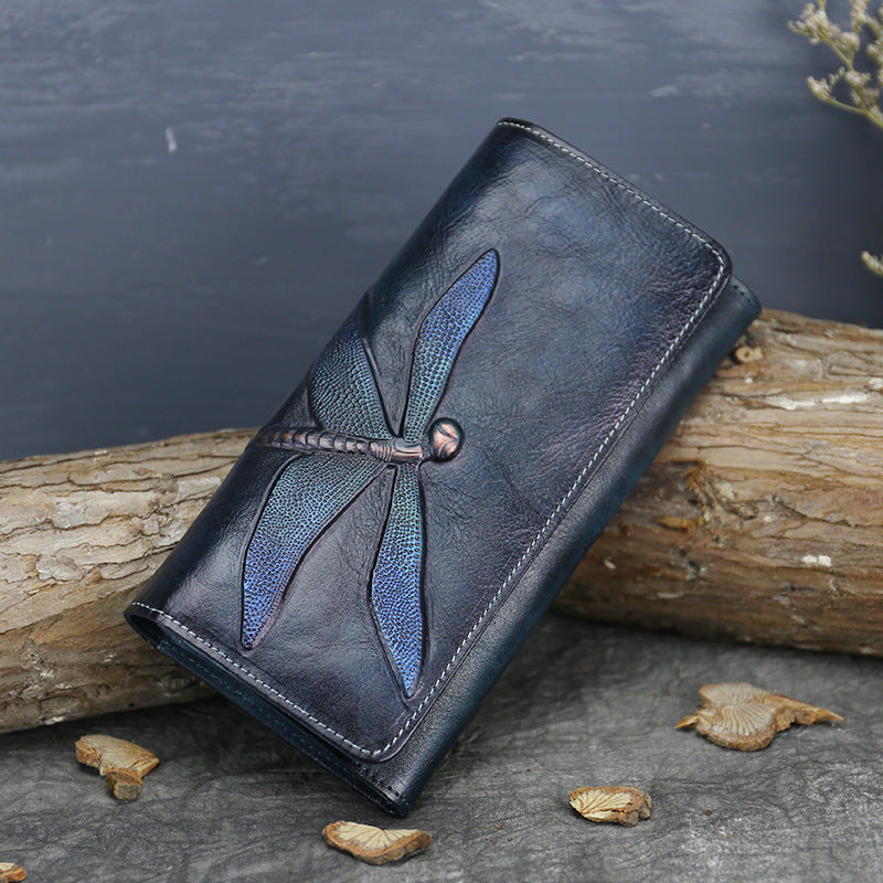 Women's First Layer Cowhide Female Butterfly Leather Ladies Wallets