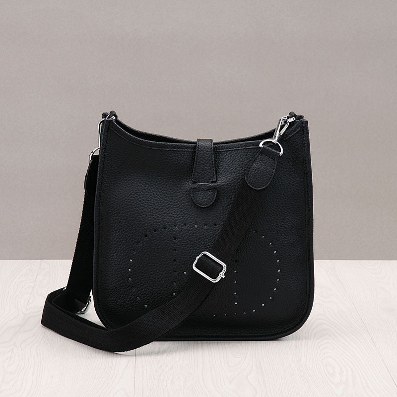 Women's Genuine Leather Cowhide Lychee Pattern Leisure Bucket Bags