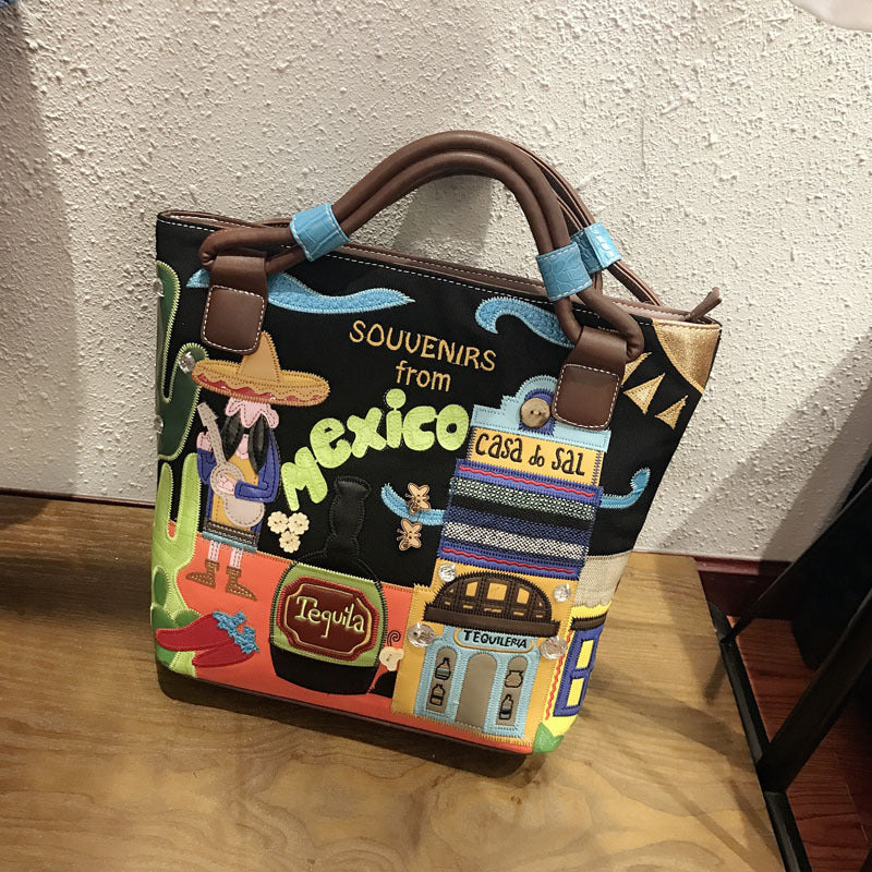 Women's Retro Portable Korean Style Handmade Embroidery Trendy Handbags