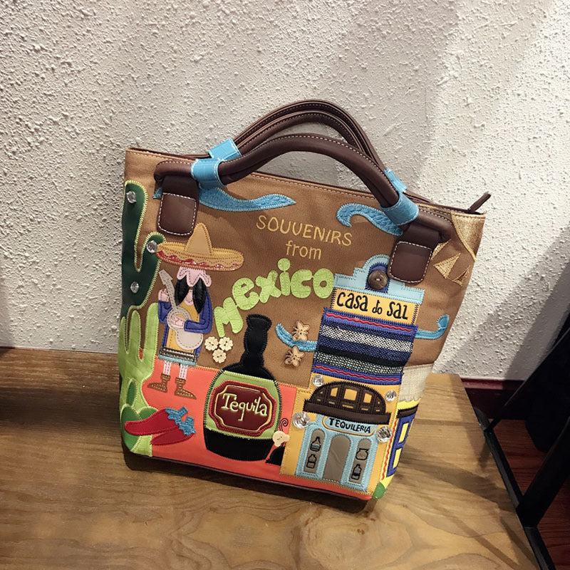 Women's Retro Portable Korean Style Handmade Embroidery Trendy Handbags