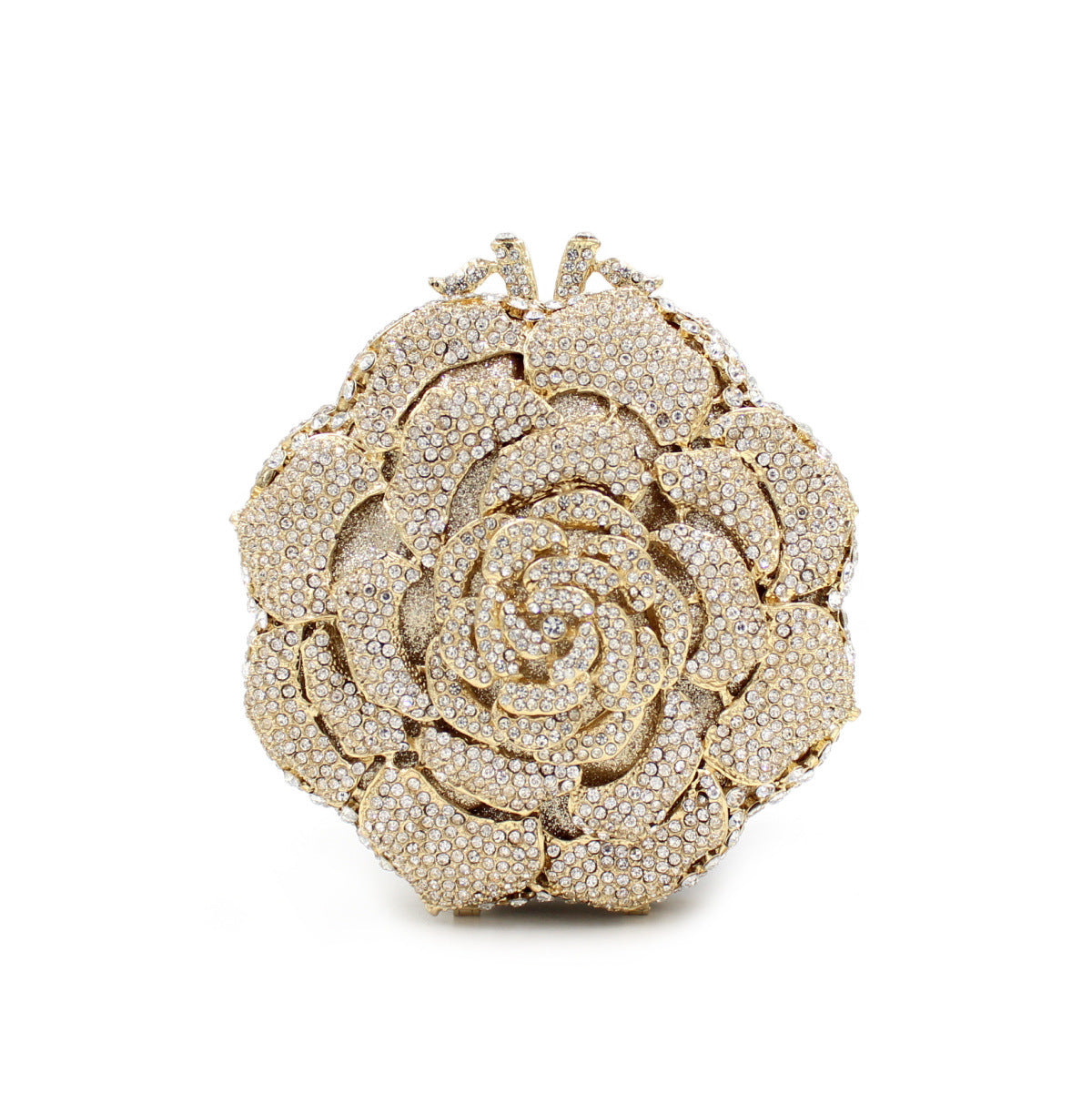 Women's Rose Rhinestone Hollow Metal Diamond Banquet Evening Bags