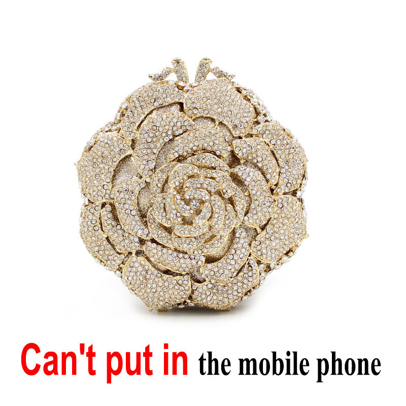 Women's Rose Rhinestone Hollow Metal Diamond Banquet Evening Bags
