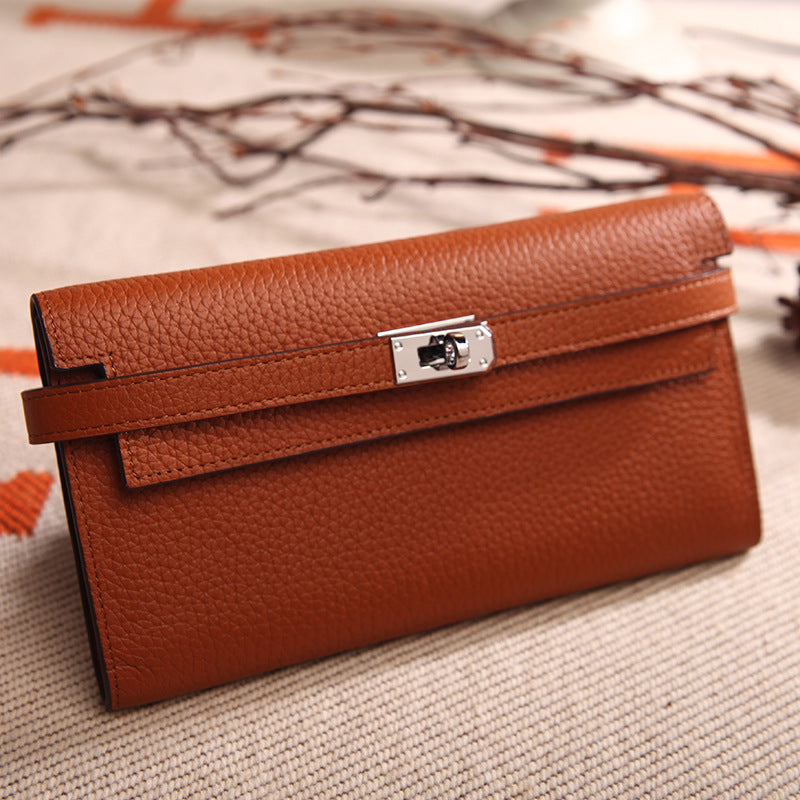 Women's Pattern Platinum First Layer Cowhide Clutch Ladies Wallets