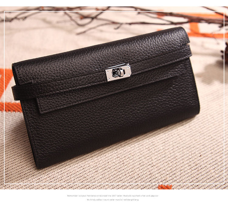 Women's Pattern Platinum First Layer Cowhide Clutch Ladies Wallets