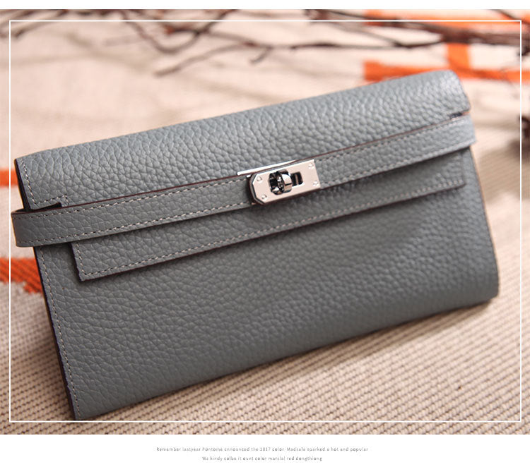 Women's Pattern Platinum First Layer Cowhide Clutch Ladies Wallets
