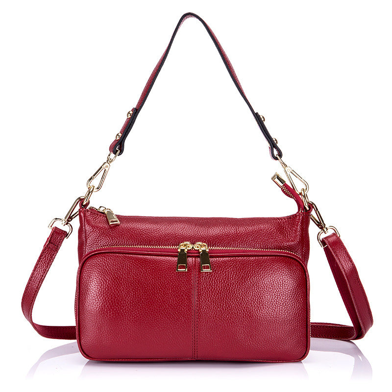 Women's Fashion Genuine Leather Versatile Practical Zipper Shoulder Bags