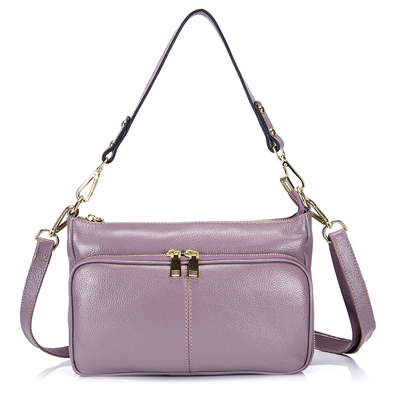 Women's Fashion Genuine Leather Versatile Practical Zipper Shoulder Bags
