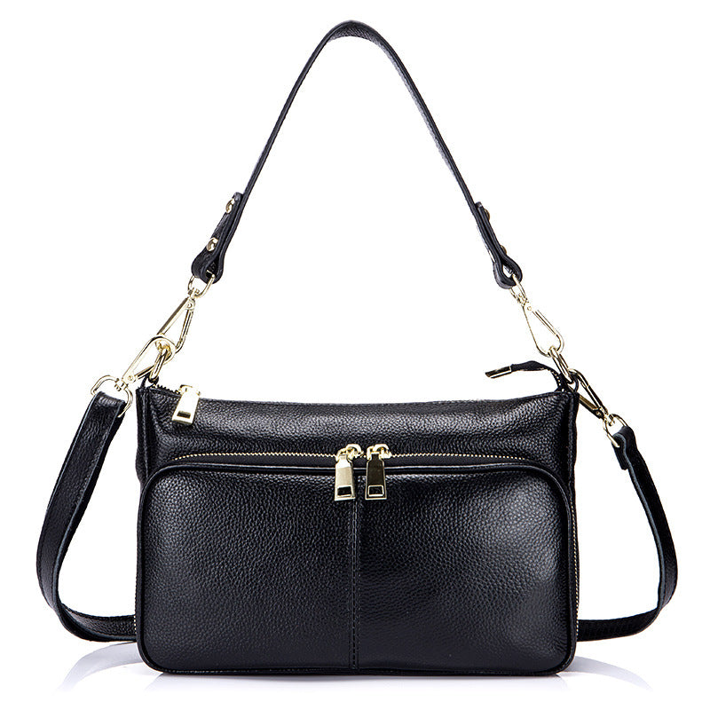 Women's Fashion Genuine Leather Versatile Practical Zipper Shoulder Bags