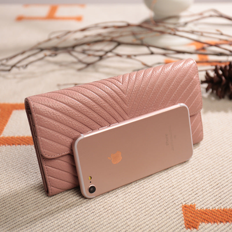 Style First Layer Cowhide Long Large Capacity Ladies Wallets
