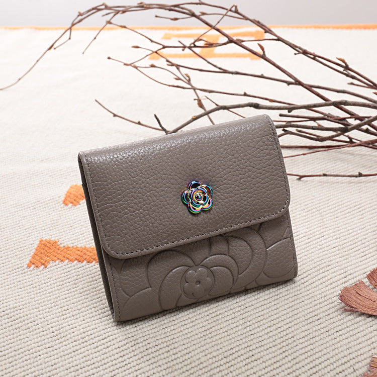 Women's Cowhide Mid-length Korean Style Multiple Slots Ladies Wallets