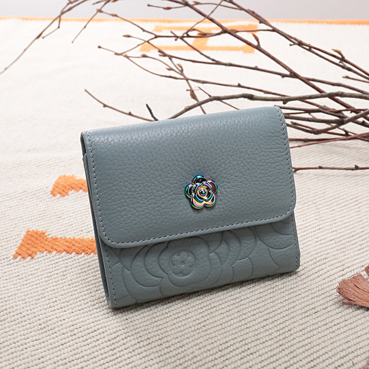 Women's Cowhide Mid-length Korean Style Multiple Slots Ladies Wallets