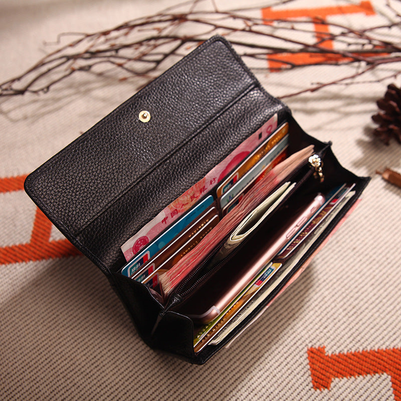 Women's Cowhide Mid-length Korean Style Multiple Slots Ladies Wallets