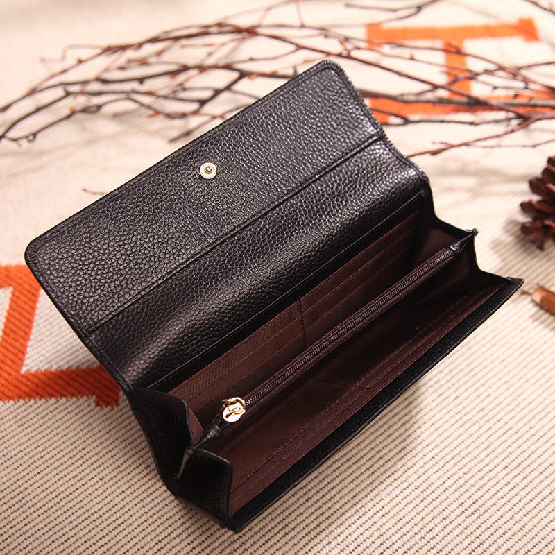 Women's Cowhide Mid-length Korean Style Multiple Slots Ladies Wallets