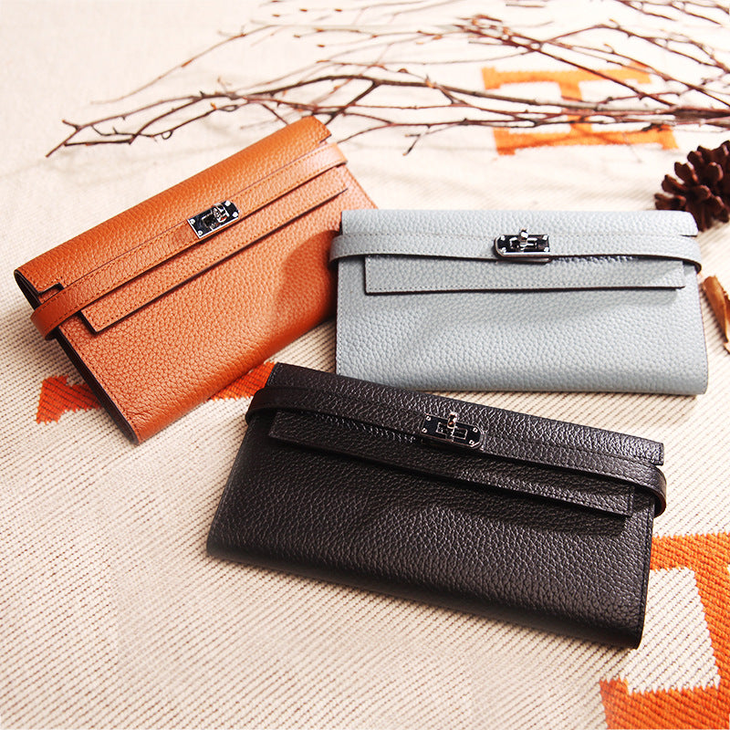 Women's Pattern Platinum First Layer Cowhide Clutch Ladies Wallets