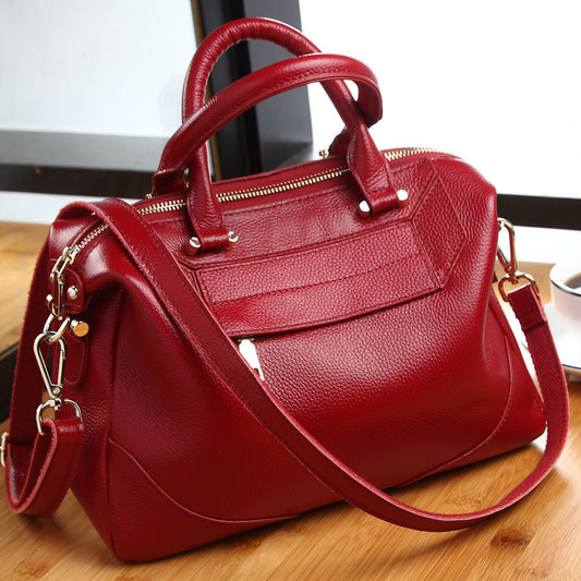 Women's Vintage Leather Solid Color Shell Stitching Handbags