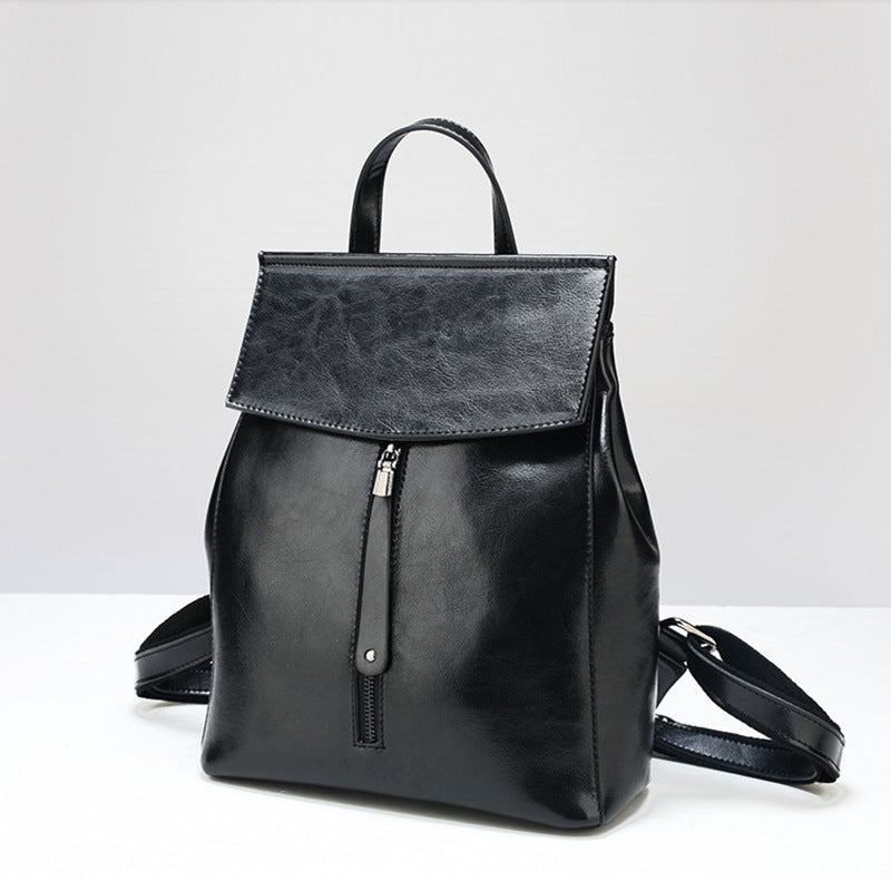 Women's Fashion Genuine Leather Retro Oil Wax Backpacks