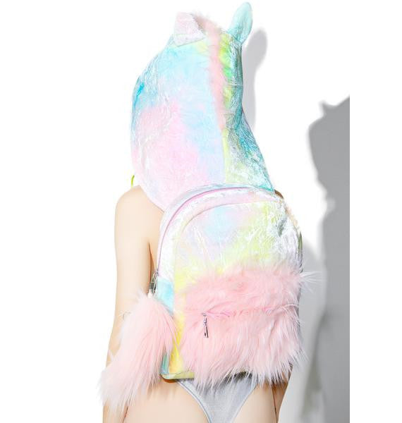 Women's Dodo Fluffy Unicorn Hooded Trendy Unique Backpacks