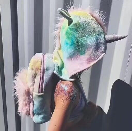 Women's Dodo Fluffy Unicorn Hooded Trendy Unique Backpacks