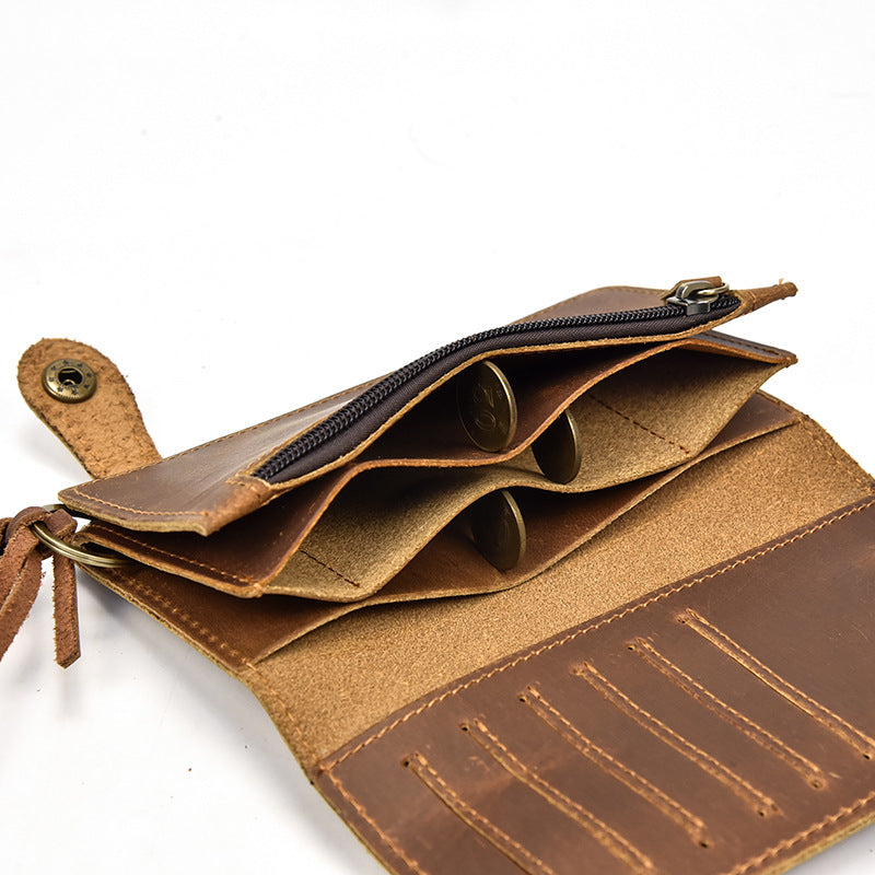 Men's Crazy Horse Leather Long Pocket Multiple Men's Wallets