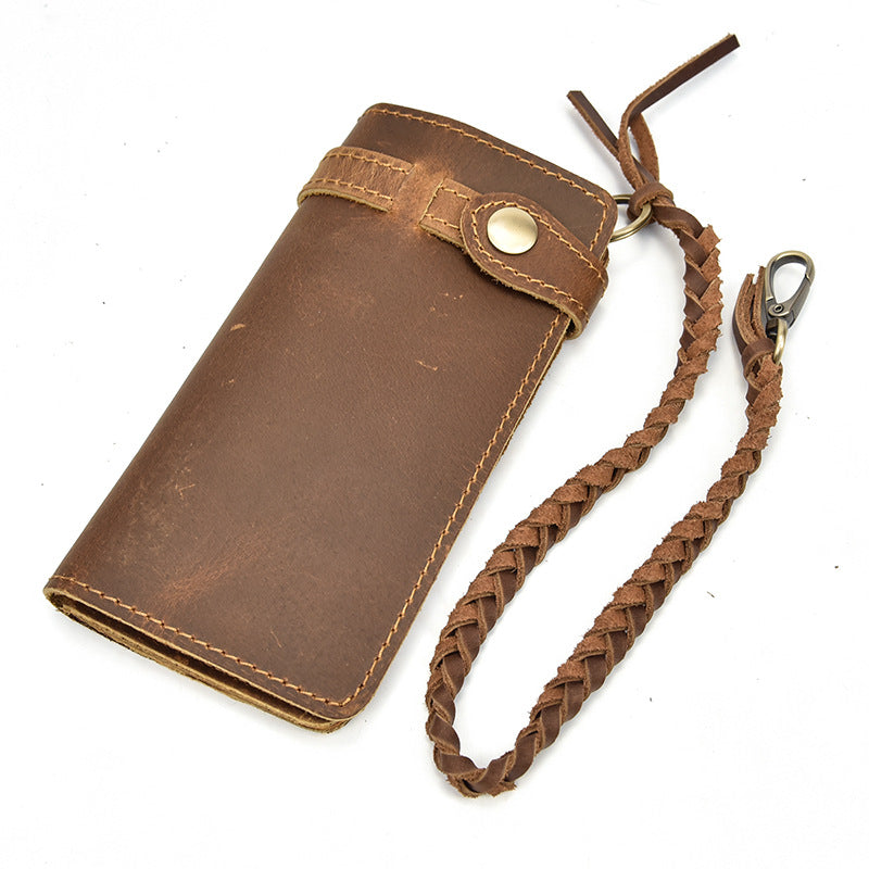 Men's Leather Vintage Long First Layer Cowhide Men's Handbags