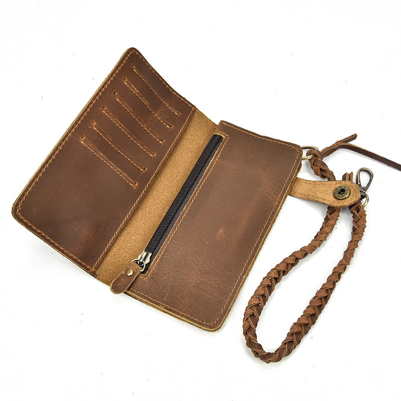 Men's Crazy Horse Leather Long Pocket Multiple Men's Wallets