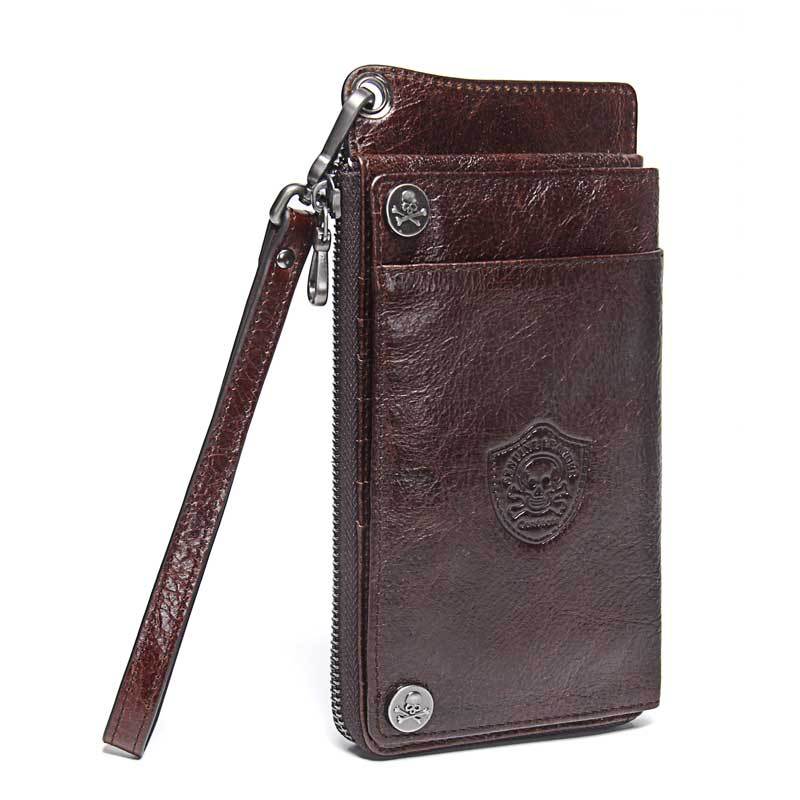 Men's Angel Swiping Trend Cowhide With Wrist Strap Genuine Men's Wallets