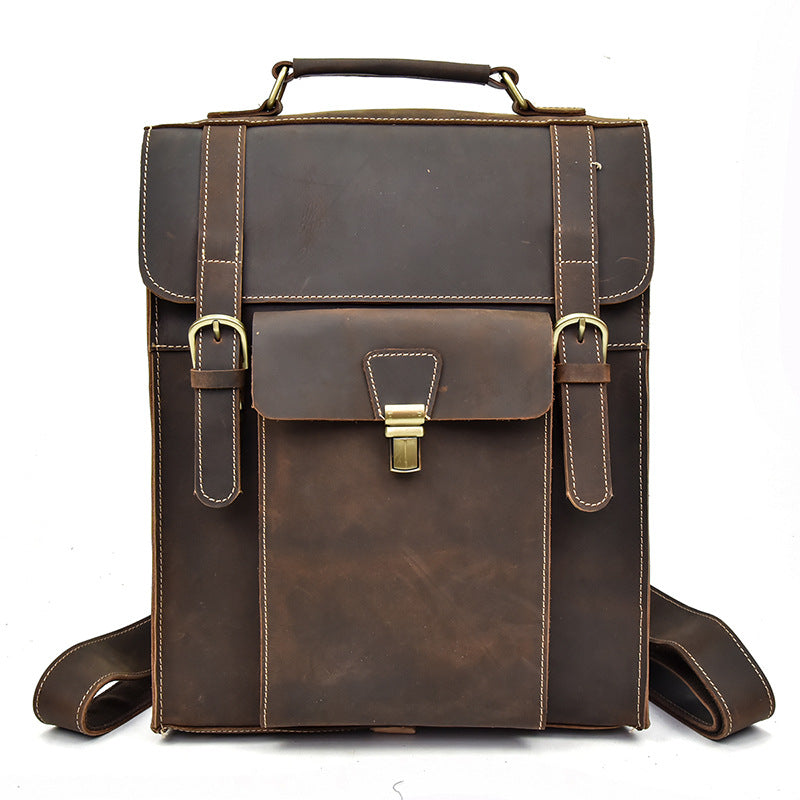 Men's Leather Vintage Clamshell Crazy Horse Backpacks