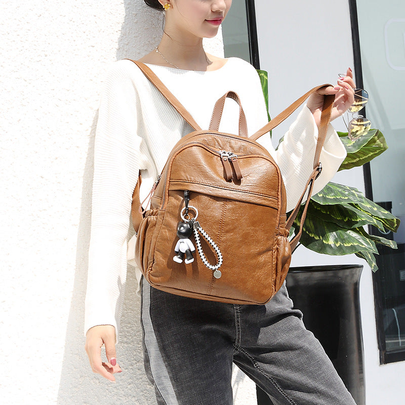 Fashion Korean Style Genuine Leather Trendy Backpacks