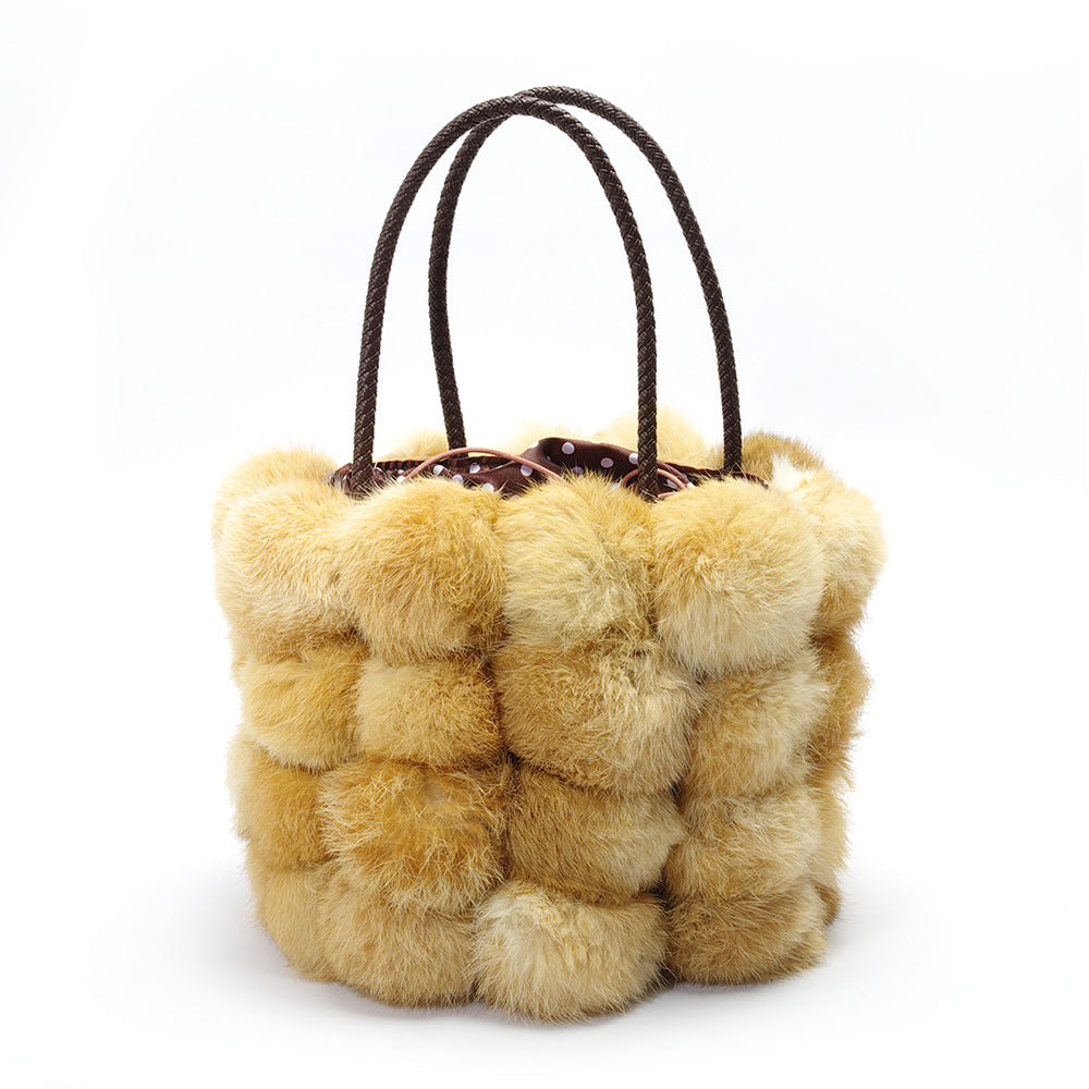 Unique Stylish Rabbit Fur Ball Rex Handbags