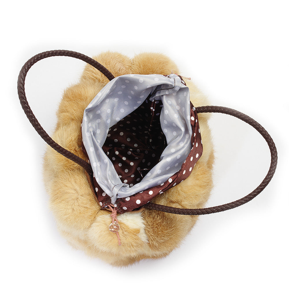 Unique Stylish Rabbit Fur Ball Rex Handbags
