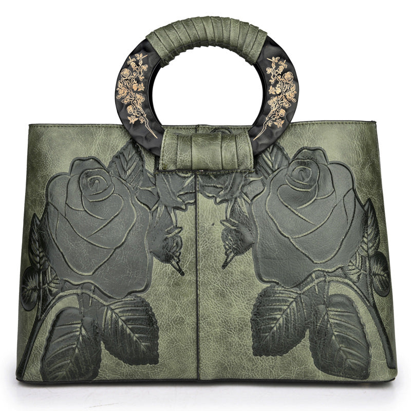 Women's Ancient Camel Chinese Style Three-dimensional Embossed Handbags